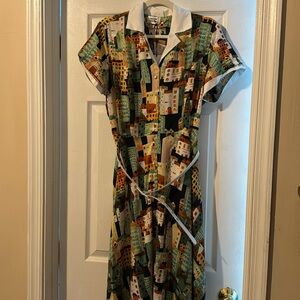NWT Unique Vintage dress size XL “village print”
